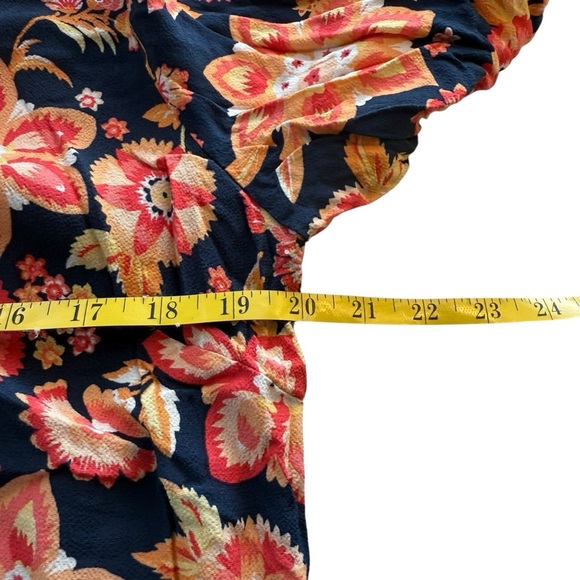 J Jill Floral Shift Dress Size 16 Navy Blue Orange Colorful Flower Cottagecore - Picture 6 of 10